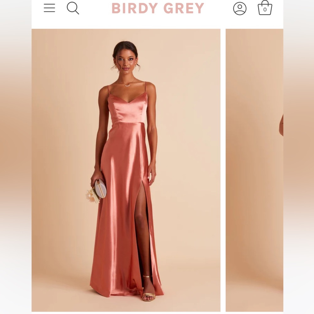 Birdey Grey Jay Bridesmaid Satin Terracotta Dress ALREADY HEMMED